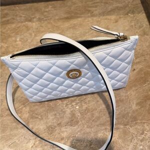 Elegant White Quilted Versace Shoulder Bag